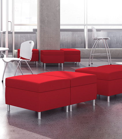 Composium Ottoman and Benches in a modern setting.